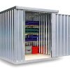 Materialcontainer MC 1200, verzinkt, zerlegt, mit Holzfußboden, 2100 x 2170 x 2150 mm, Einflügeltür auf der 2 m Seite