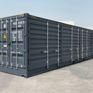 NEUER 40-Fuß-Seecontainer, grau, mit Seitenöffnung