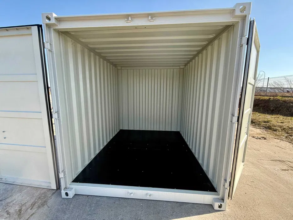 Minicontainer 8 Fuß, weiß lackiert, doppeltürig, mit Holzfußboden – Bild 4