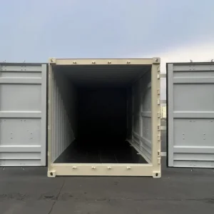 Neuer 20-Fuß-Seecontainer mit Seitenöffnung, beige