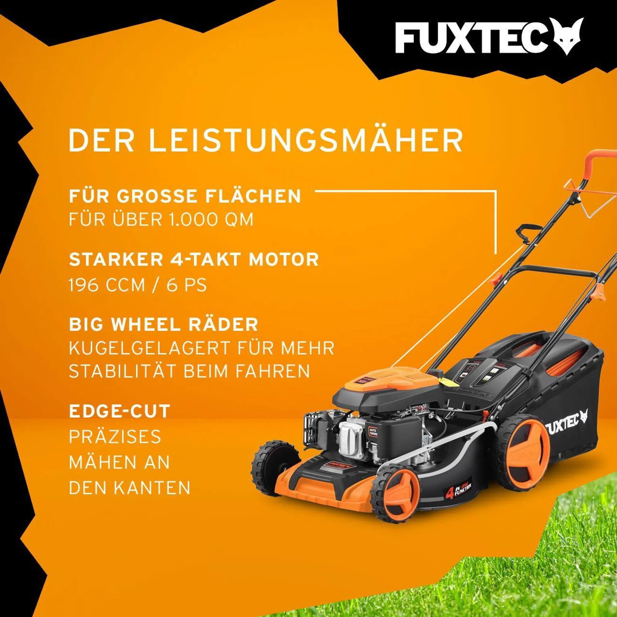 FUXTEC FX-RM5196 – 4in1 Benzin-Rasenmäher mit Antrieb, 196 ccm, 6 PS – Bild 6