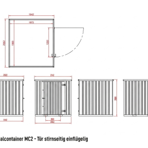 container MC2, verzinkt, H 2090 x B 2142 x T 2022 mm, Tür stirnseitig einflügelig