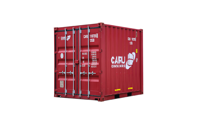 Seecontainer 10 Fuß, rot lackiert, doppeltürig, mit Holzfußboden