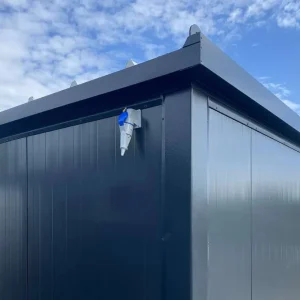 Materialcontainer, demontierbar, anthrazit, 4,00 m x 2,20 m, mit Tür und Fenstern
