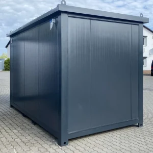 Materialcontainer, demontierbar, anthrazit, 4,00 m x 2,20 m, mit Tür und Fenstern