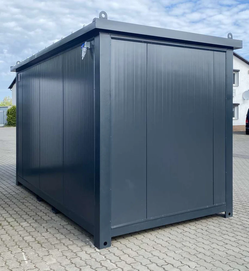 Materialcontainer, demontierbar, anthrazit, 4,00 m x 2,20 m, mit Tür und Fenstern – Bild 7