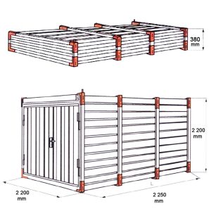 Lagercontainer LC2, verzinkt, mit Doppelflügeltür, H 2190 x B 2180 x T 2230 mm