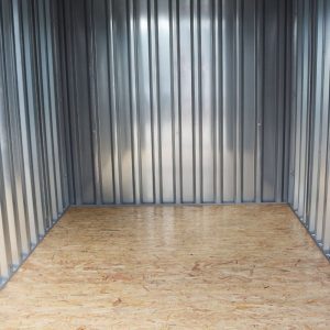 Container MC3, lackiert RAL 6005 Moosgrün, H 2090 x B 2142 x T 2950 mm, Tür stirnseitig einflügelig