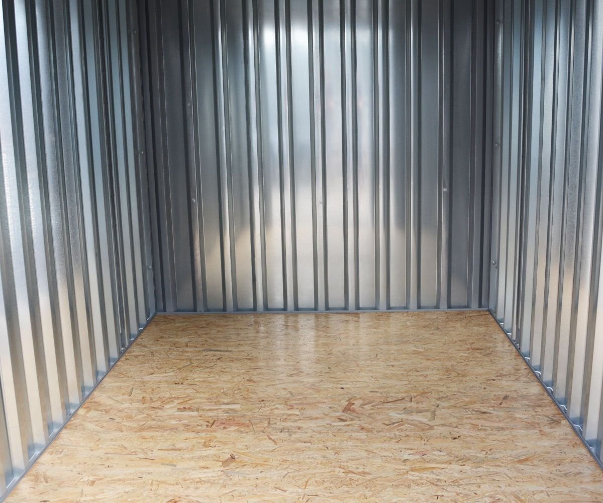 Container MC3, lackiert RAL 6005 Moosgrün, H 2090 x B 2142 x T 2950 mm, Tür stirnseitig einflügelig – Bild 5