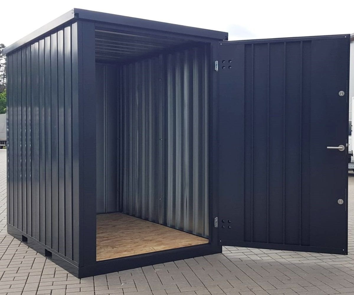 Materialcontainer MC1, lackiert RAL 7021 Schwarzgrau, H 2090 x B 1500 x T 2280 mm, Tür stirnseitig einflügelig – Bild 6