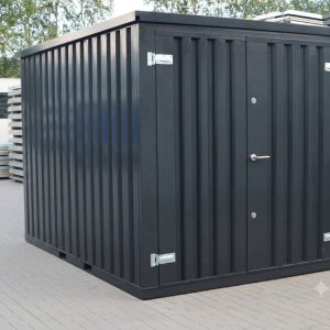 Container MC2, lackiert RAL 7021 Schwarzgrau, H 2090 x B 2142 x T 2022 mm, Tür stirnseitig zweiflügelig