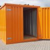 Materialcontainer MC4, lackiert RAL 2011 Tieforange, H 2090 x B 2142 x T 3882 mm, Tür stirnseitig zweiflügelig