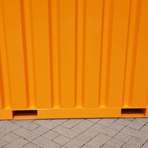 Materialcontainer MC4, lackiert RAL 2011 Tieforange, H 2090 x B 2142 x T 3882 mm, Tür stirnseitig zweiflügelig