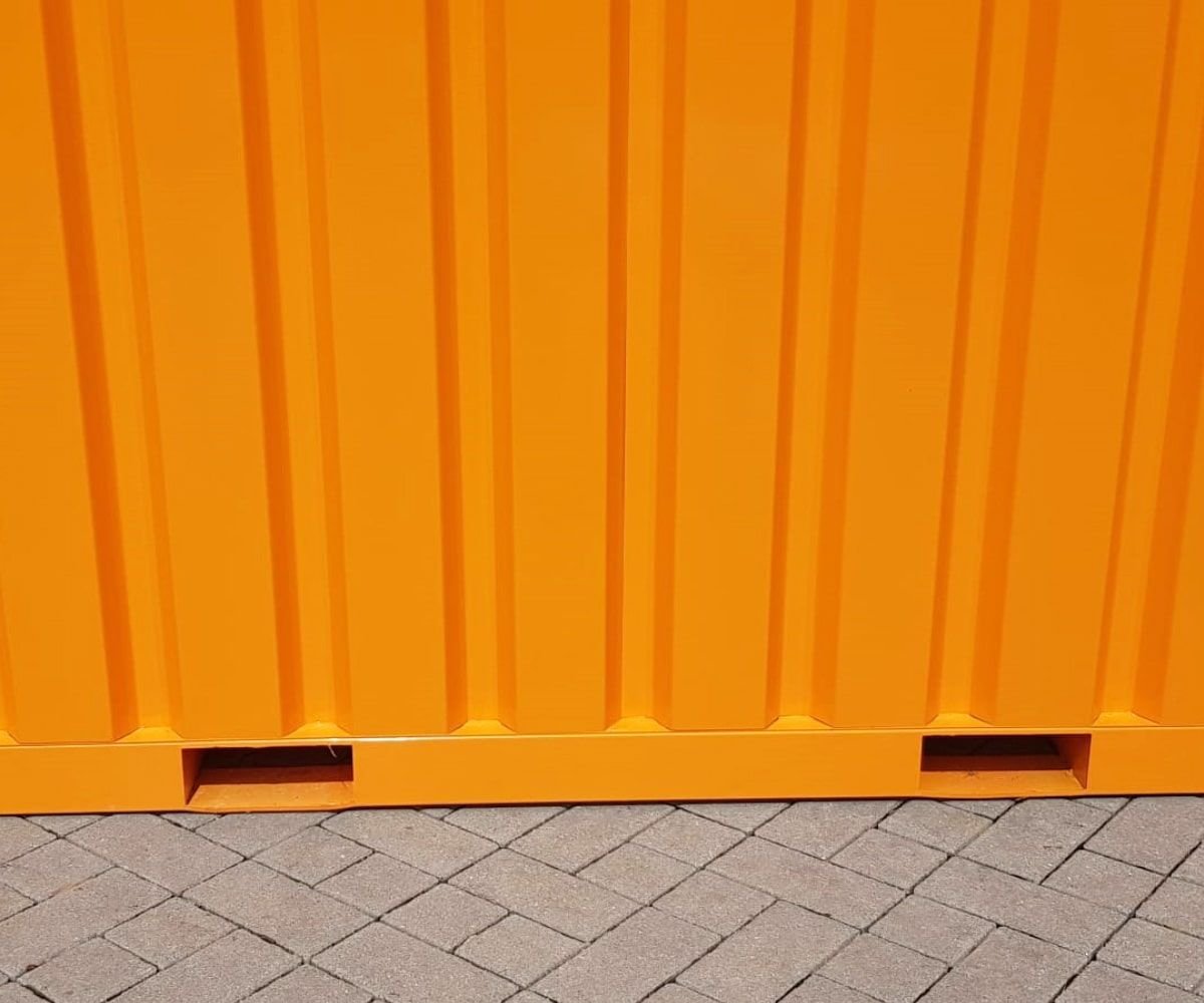Materialcontainer MC4, lackiert RAL 2011 Tieforange, H 2090 x B 2142 x T 3882 mm, Tür stirnseitig zweiflügelig – Bild 4
