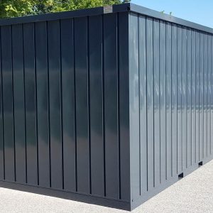 Materialcontainer MC4, lackiert RAL 7016 Anthrazitgrau, H 2090 x B 2142 x T 3882 mm, Tür stirnseitig zweiflügelig
