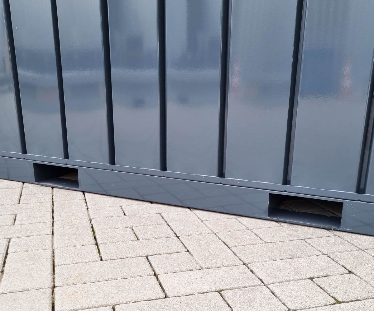 Materialcontainer MC4, lackiert RAL 7016 Anthrazitgrau, H 2090 x B 2142 x T 3882 mm, Tür stirnseitig zweiflügelig – Bild 4