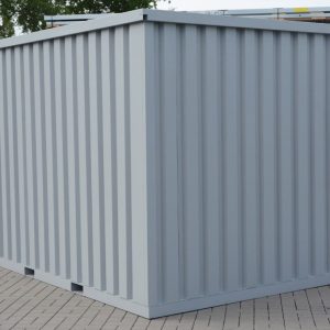 Materialcontainer MC4 lackiert RAL 7040 Fenstergrau H 2090 x B 2142 x T 3882 mm Tür stirnseitig einflügelig
