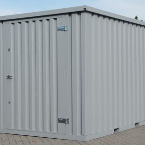 Materialcontainer MC4 lackiert RAL 7040 Fenstergrau H 2090 x B 2142 x T 3882 mm Tür stirnseitig einflügelig