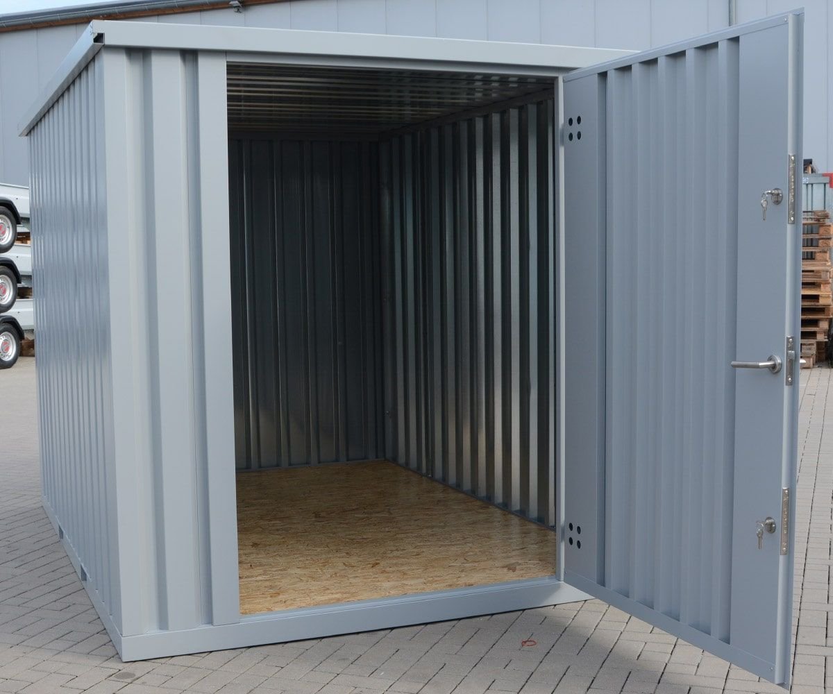 Materialcontainer MC4 lackiert RAL 7040 Fenstergrau H 2090 x B 2142 x T 3882 mm Tür stirnseitig einflügelig – Bild 3