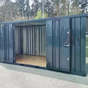 Materialcontainer MC6, lackiert RAL 7016 Anthrazitgrau, H 2090 x B 2142 x T 5882 mm, Tür längsseitig zweiflügelig