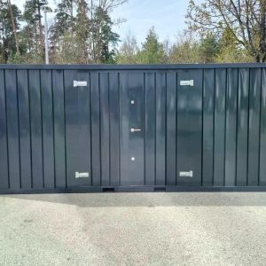 Materialcontainer MC6, lackiert RAL 7016 Anthrazitgrau, H 2090 x B 2142 x T 5882 mm, Tür längsseitig zweiflügelig