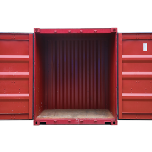 Seecontainer 10 Fuß, rot lackiert, doppeltürig, mit Holzfußboden