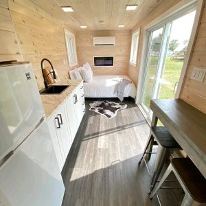 Wohncontainer  20-Fuß-Seecontainer, ausgebaut, mit Bad, Küche und Schlafbereich